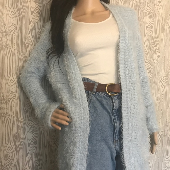 long baby blue cardigan